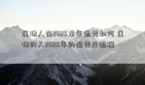 属猪人在2025龙年运势如何 属猪的人2025年的运势及运程