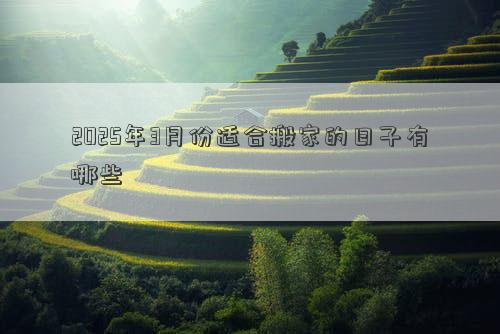 2025年3月份适合搬家的日子有哪些