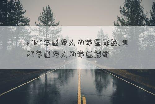 2025年属龙人的命运详解,2025年属龙人的命运解析
